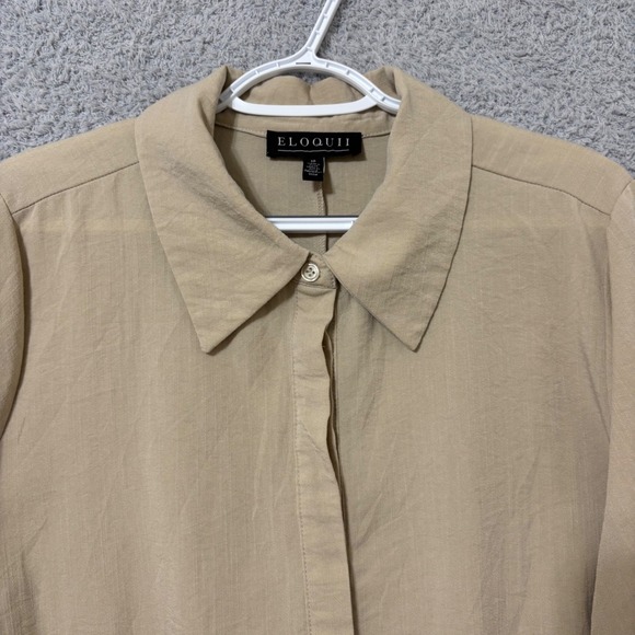 Work Casual Wrap Blouse Beige Tie Front Lightweight Top 18 Eloquii - Picture 3 of 14